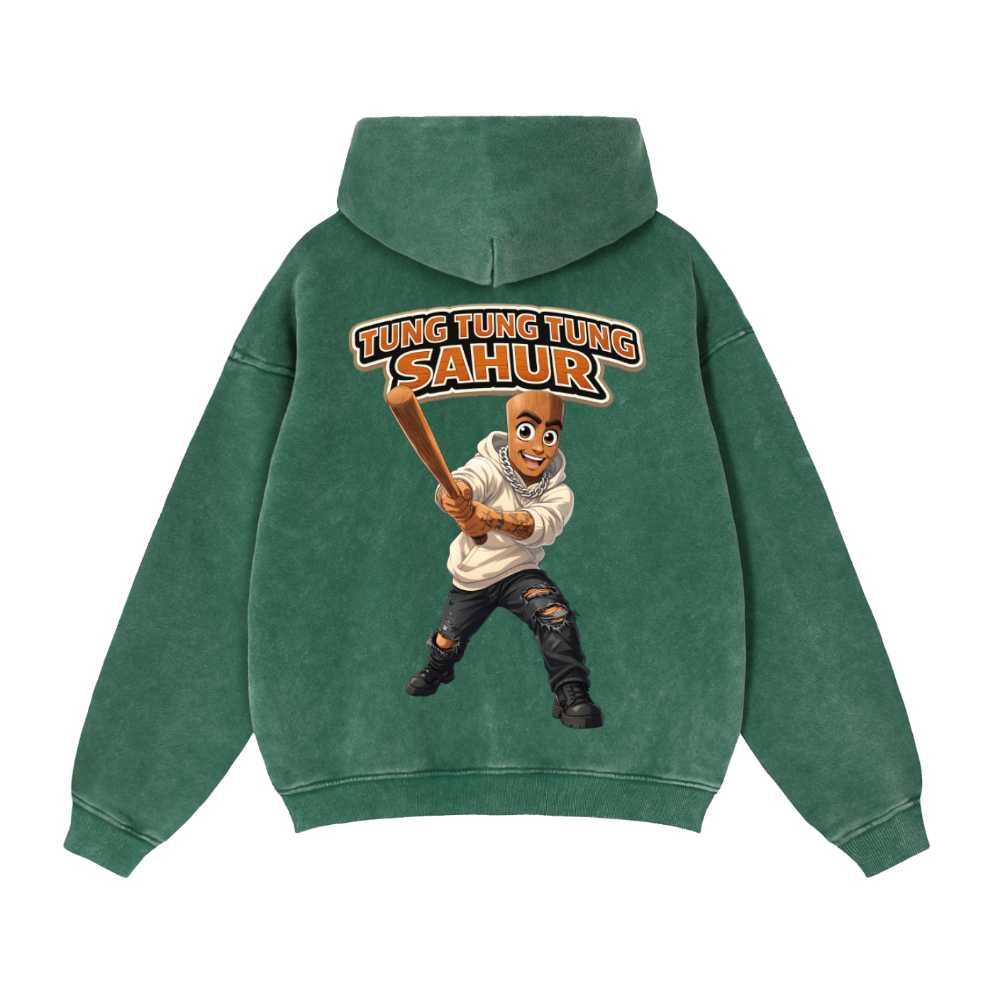 "Tung Tung Tung Sahur" Zip-Through Boxy Fleece Hoodie