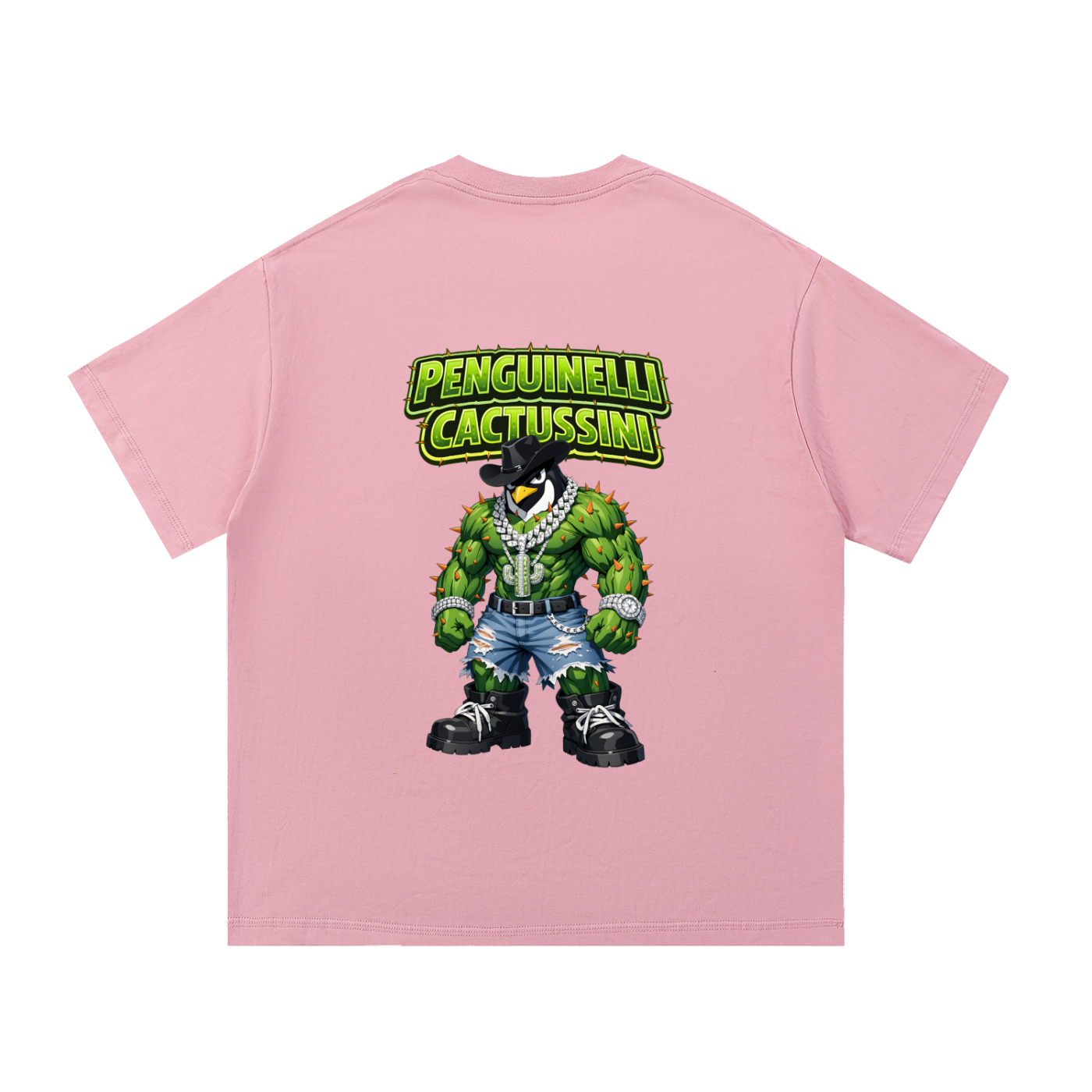 "Penguinelli Cactusini" Essential Cotton T-Shirt