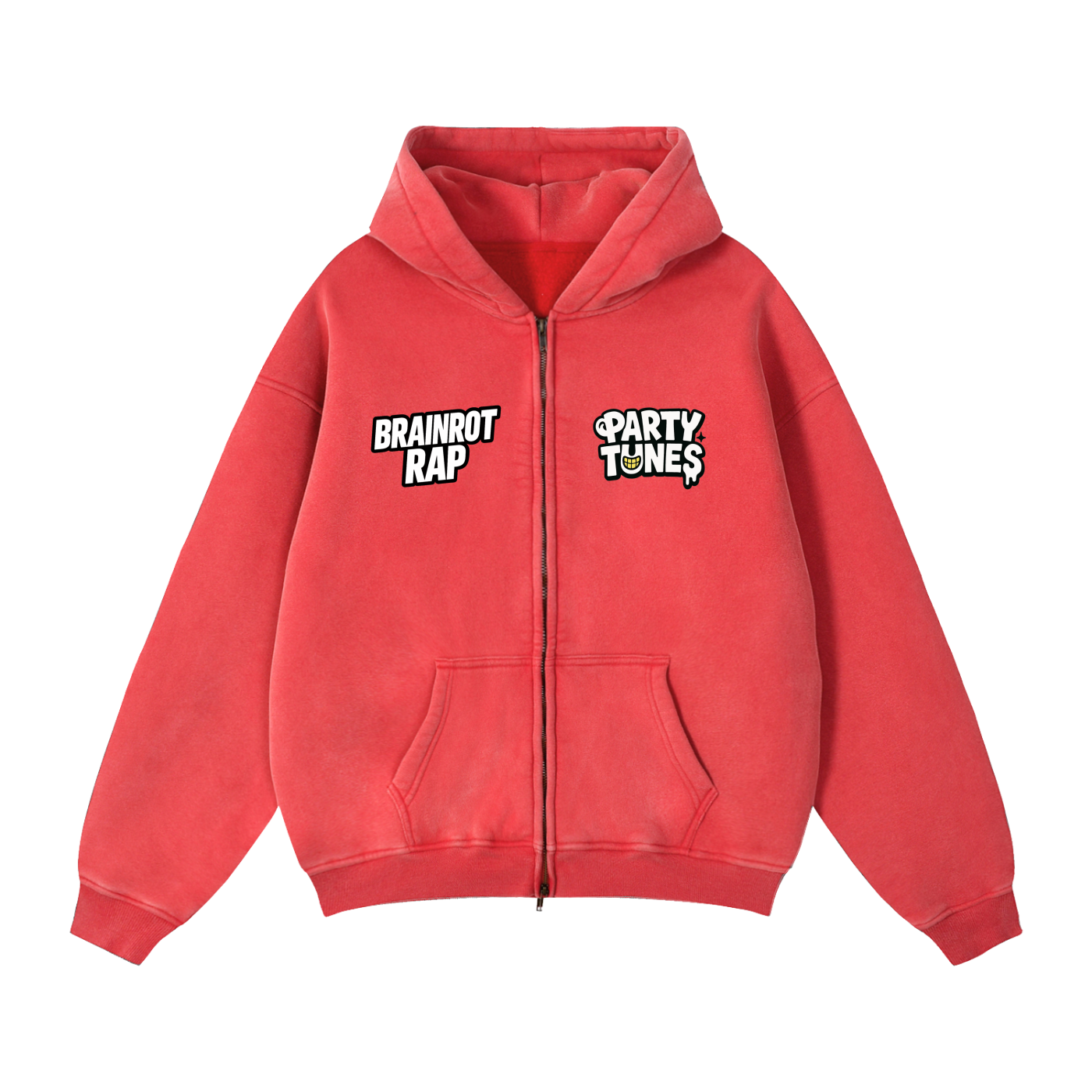 "Strawberry Elephant" Zip-Through Boxy Fleece Hoodie
