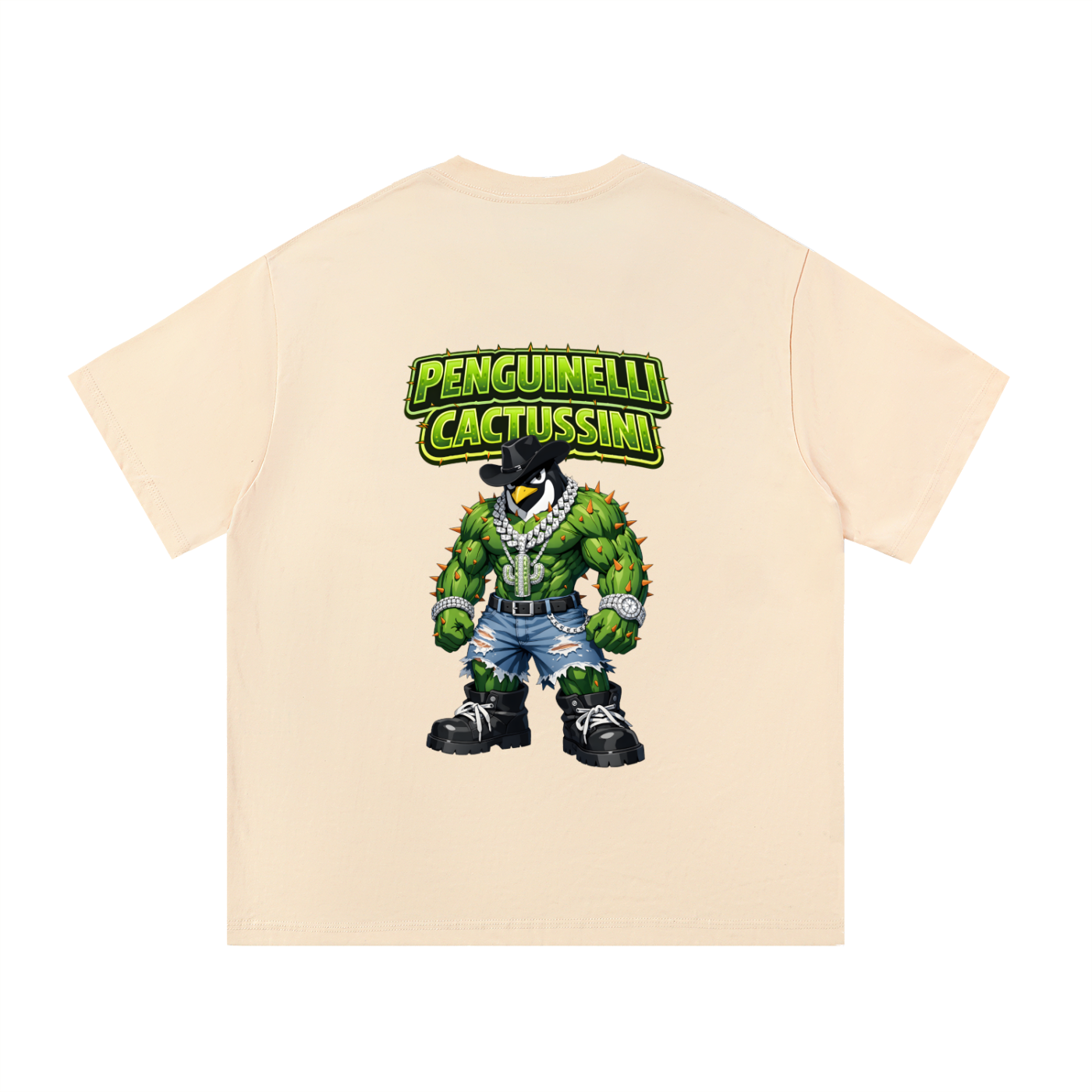 "Penguinelli Cactusini" Essential Cotton T-Shirt