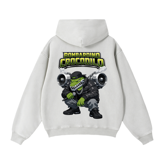 "Bombardino Crocodilo" Zip-Through Boxy Fleece Hoodie