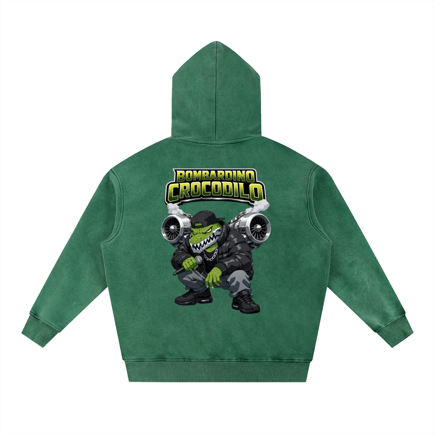 "Bombardino Crocodilo" Snow Wash Fleece Oversize Hoodie