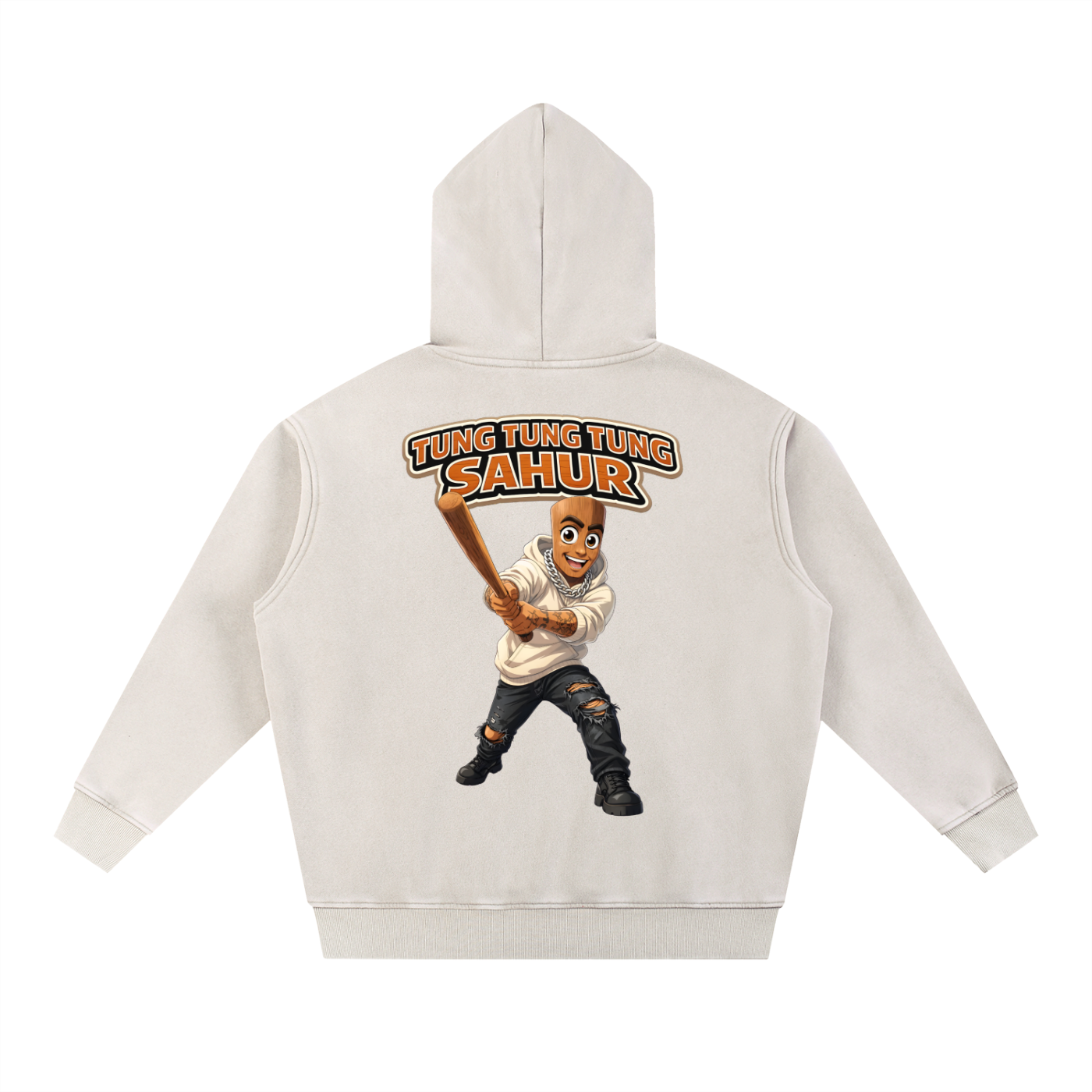 "Tung Tung Tung Sahur" Snow Wash Fleece Oversize Hoodie