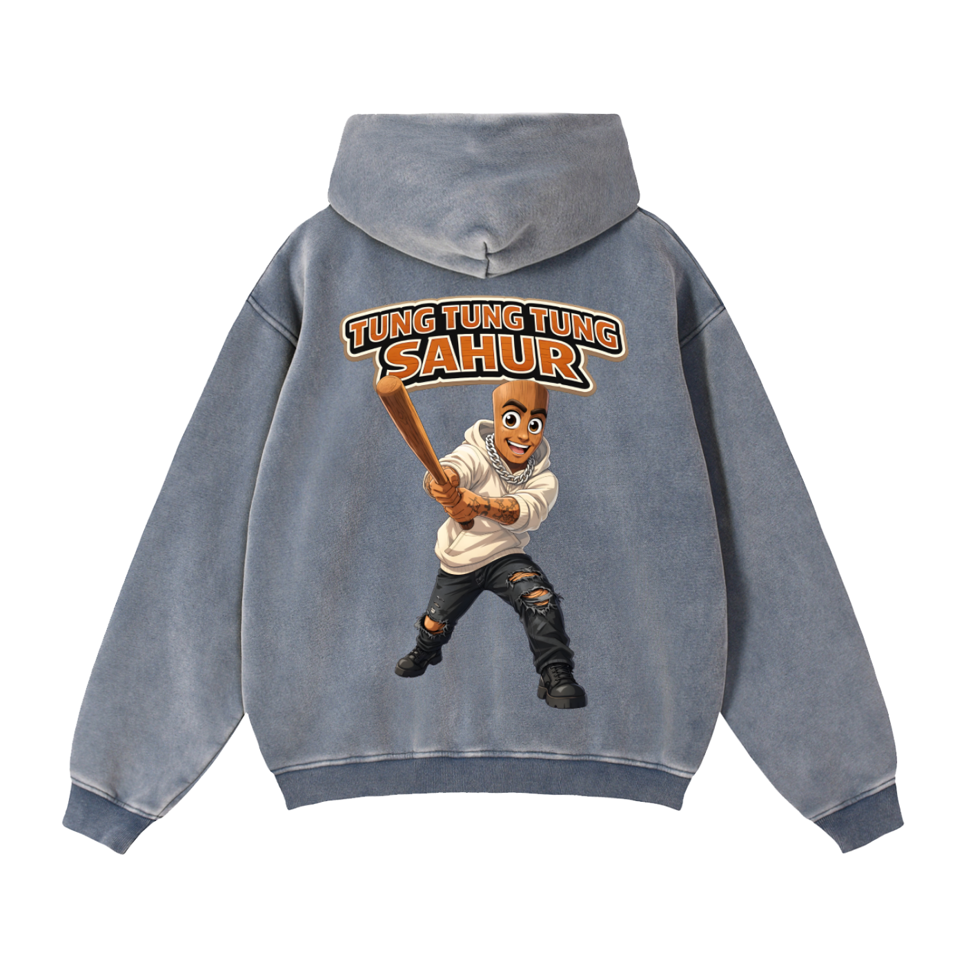 "Tung Tung Tung Sahur" Zip-Through Boxy Fleece Hoodie