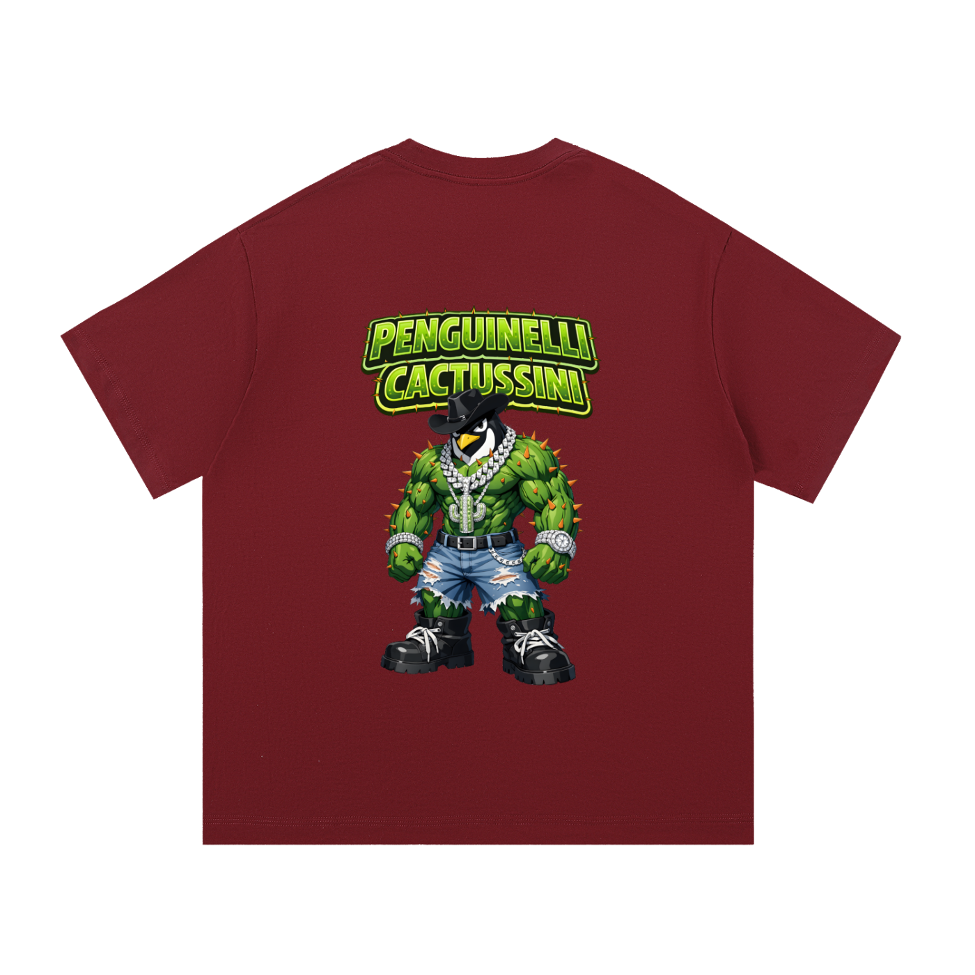 "Penguinelli Cactusini" Essential Cotton T-Shirt