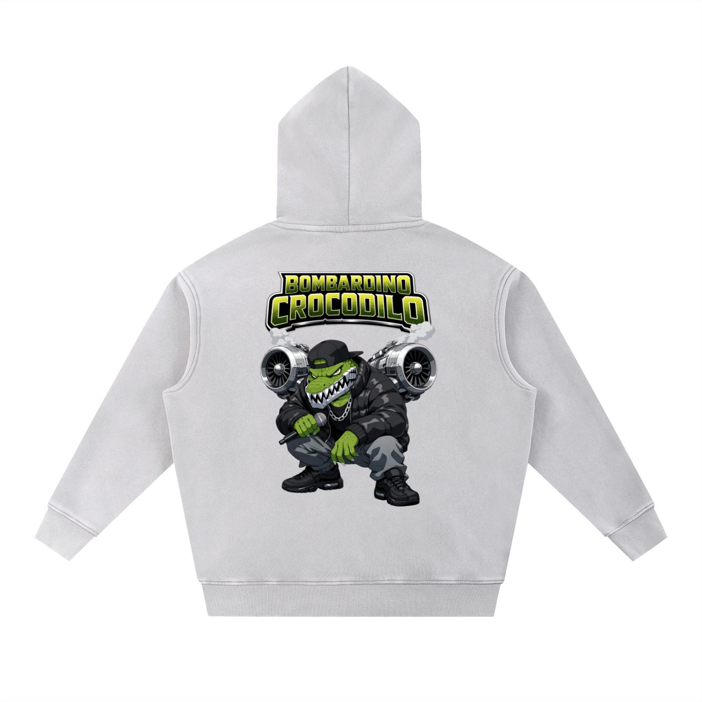 "Bombardino Crocodilo" Snow Wash Fleece Oversize Hoodie