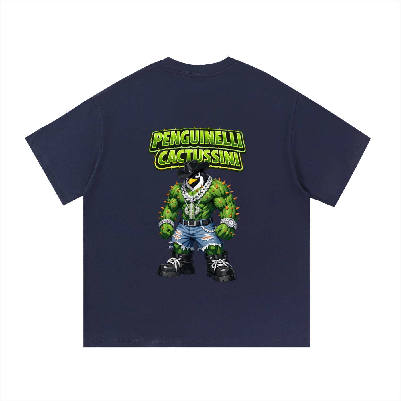 "Penguinelli Cactusini" Essential Cotton T-Shirt