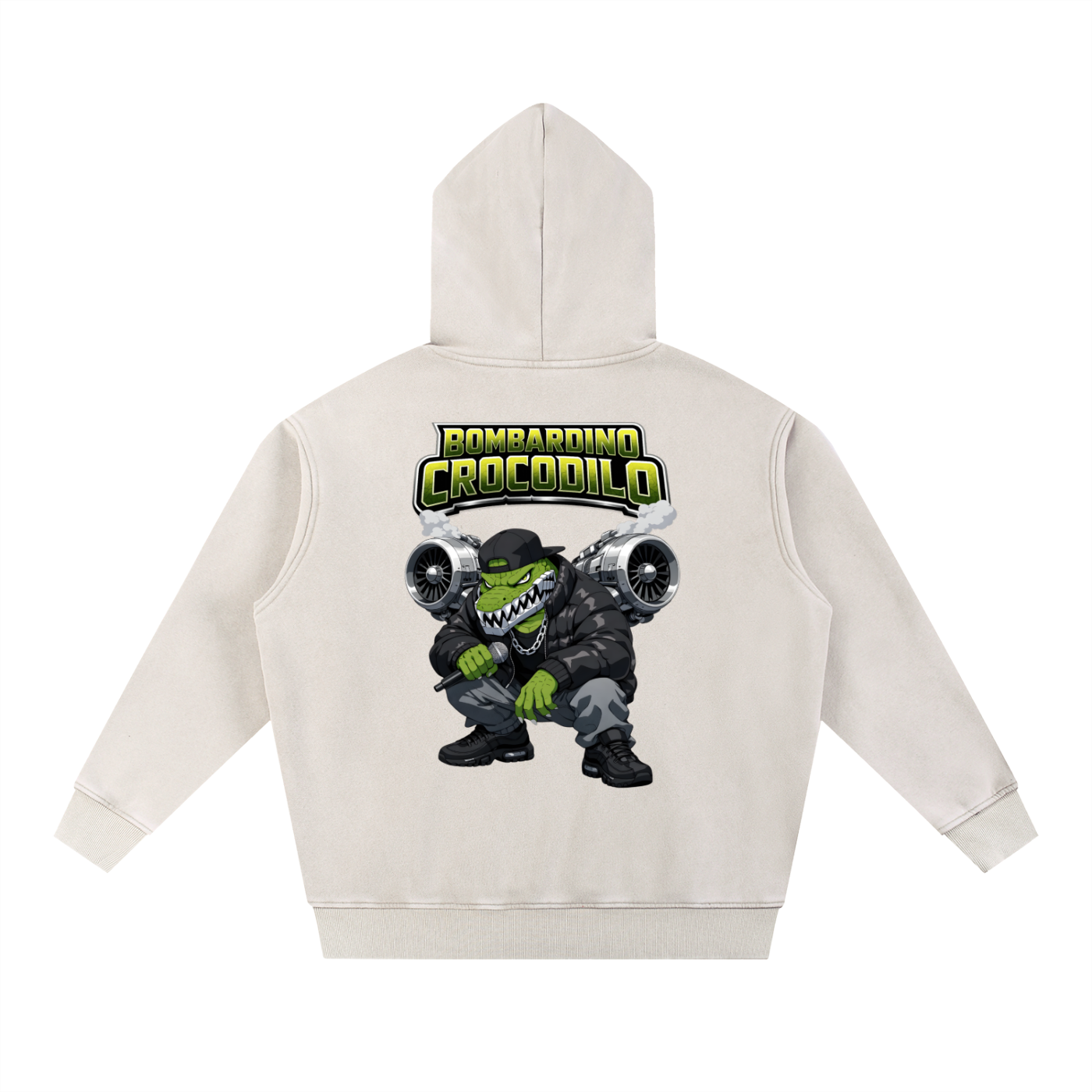 "Bombardino Crocodilo" Snow Wash Fleece Oversize Hoodie