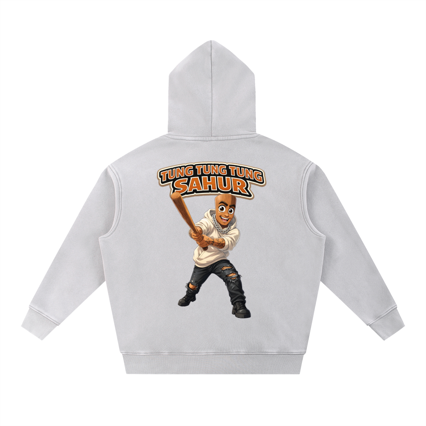"Tung Tung Tung Sahur" Snow Wash Fleece Oversize Hoodie