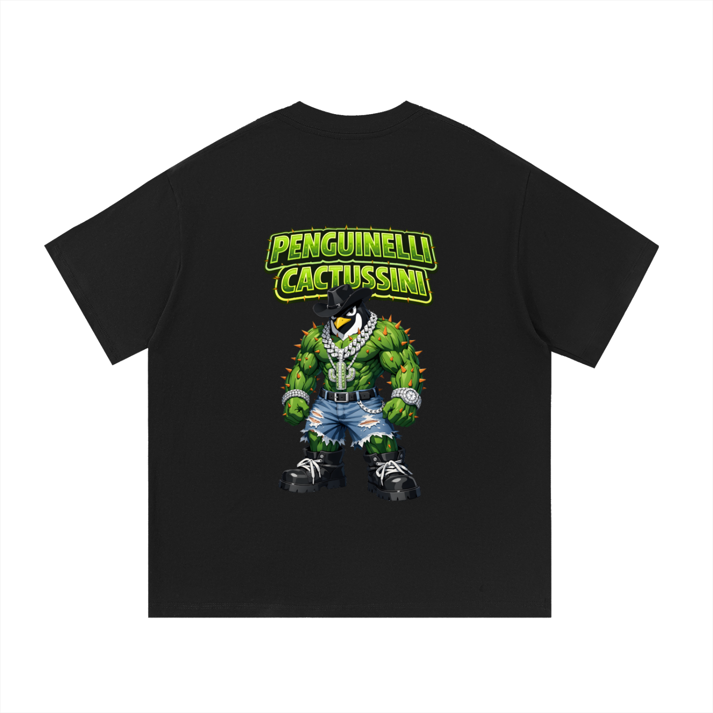 "Penguinelli Cactusini" Essential Cotton T-Shirt