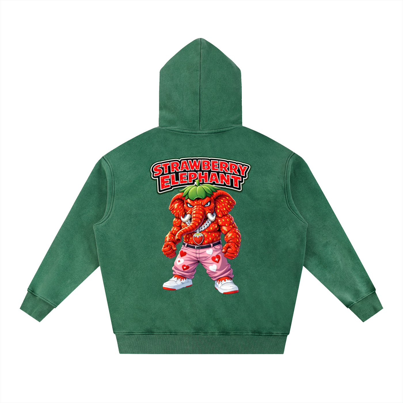 "Strawberry Elephant" Snow Wash Fleece Oversize Hoodie
