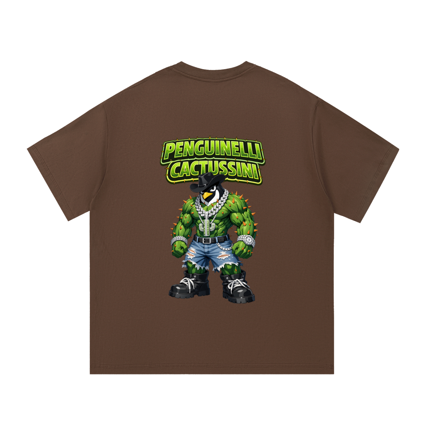 "Penguinelli Cactusini" Essential Cotton T-Shirt
