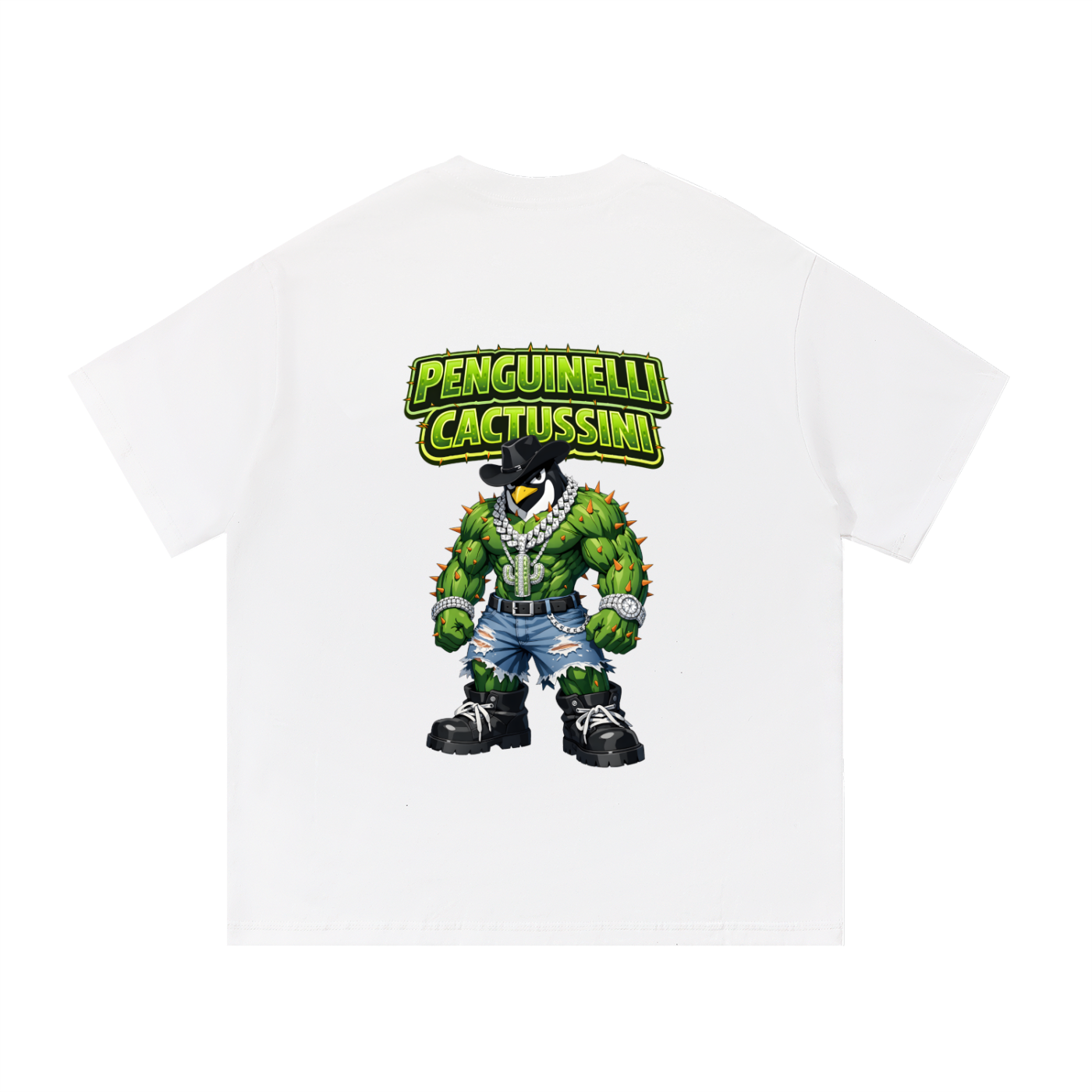 "Penguinelli Cactusini" Essential Cotton T-Shirt