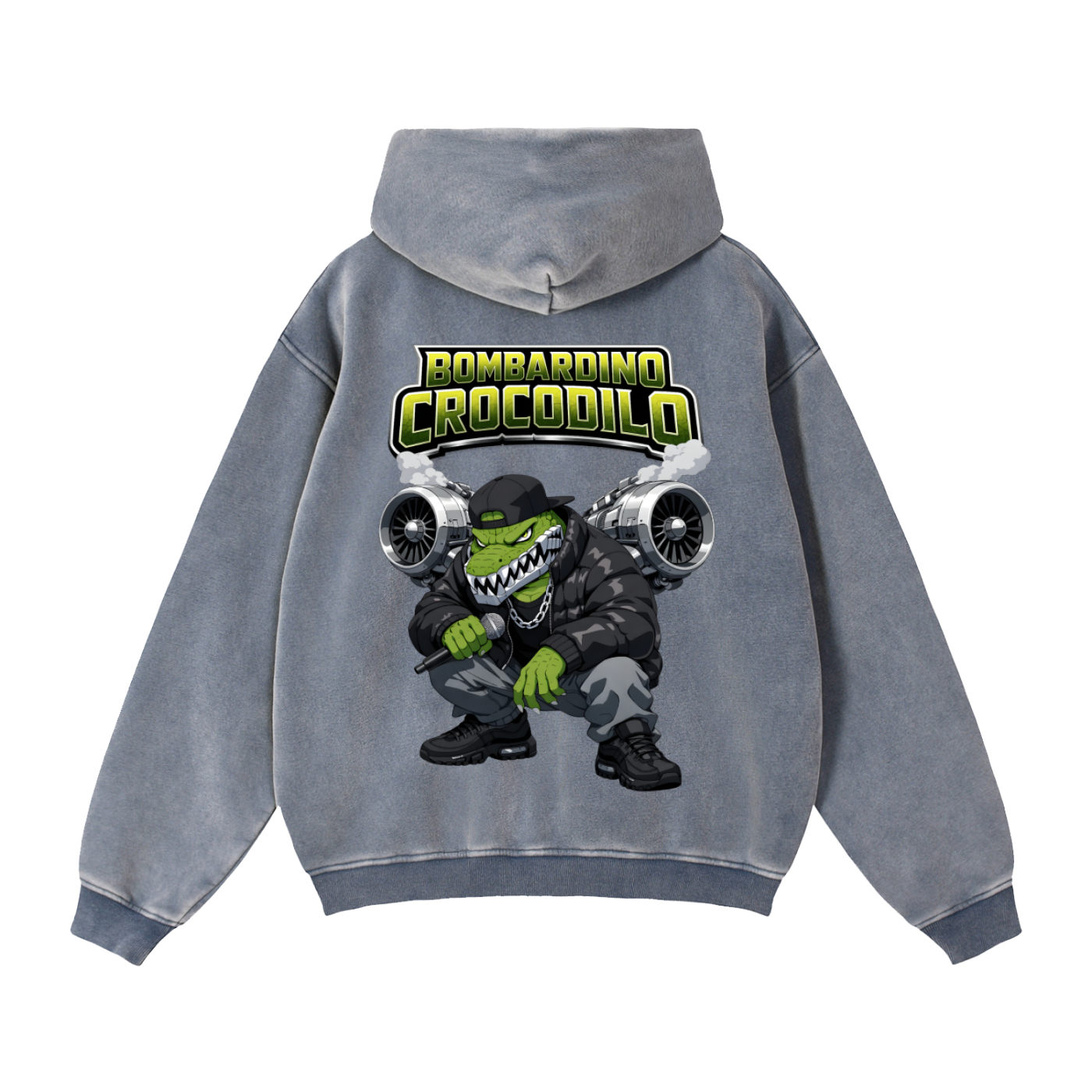 "Bombardino Crocodilo" Zip-Through Boxy Fleece Hoodie