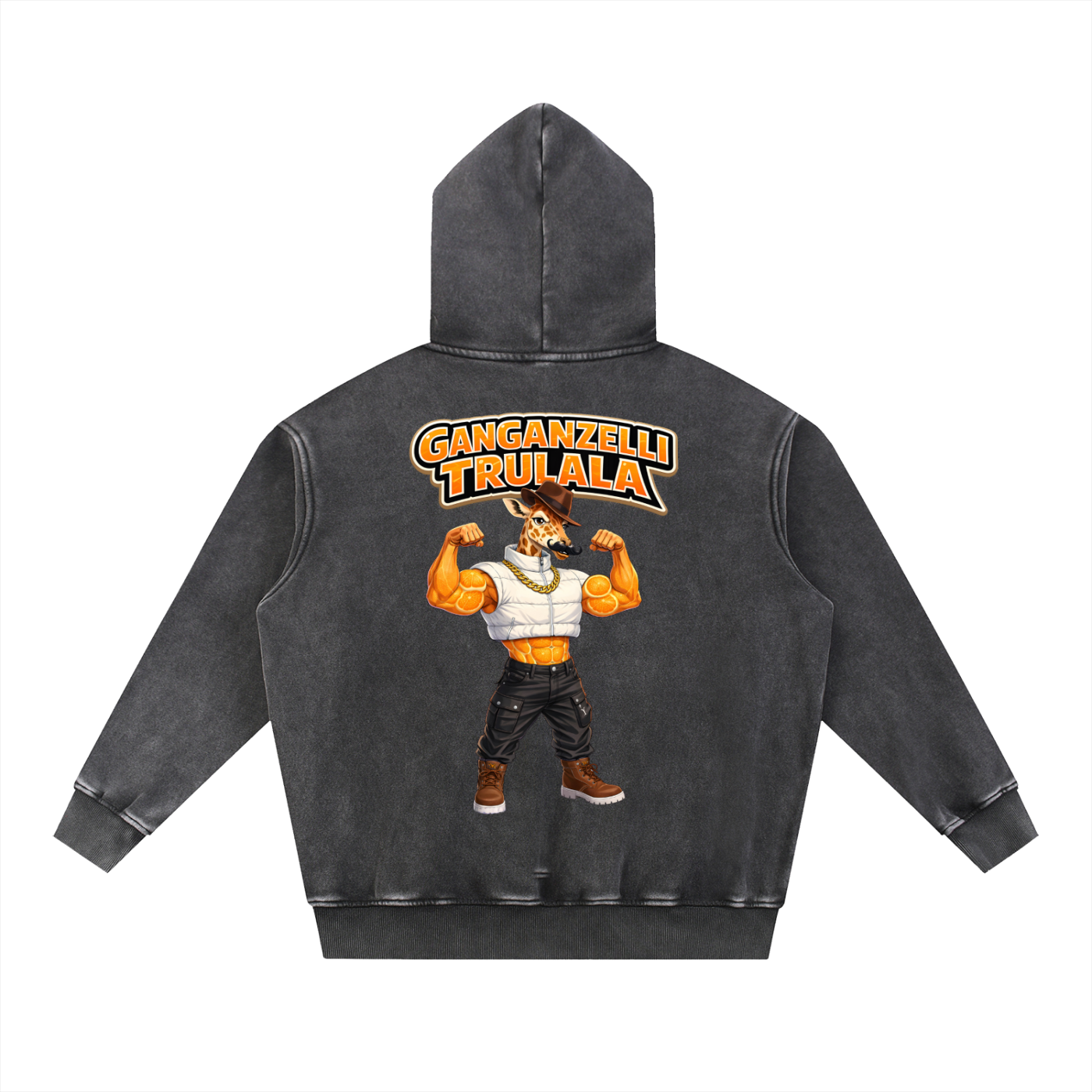 "Ganganzelli Trulala" Snow Wash Fleece Oversize Hoodie