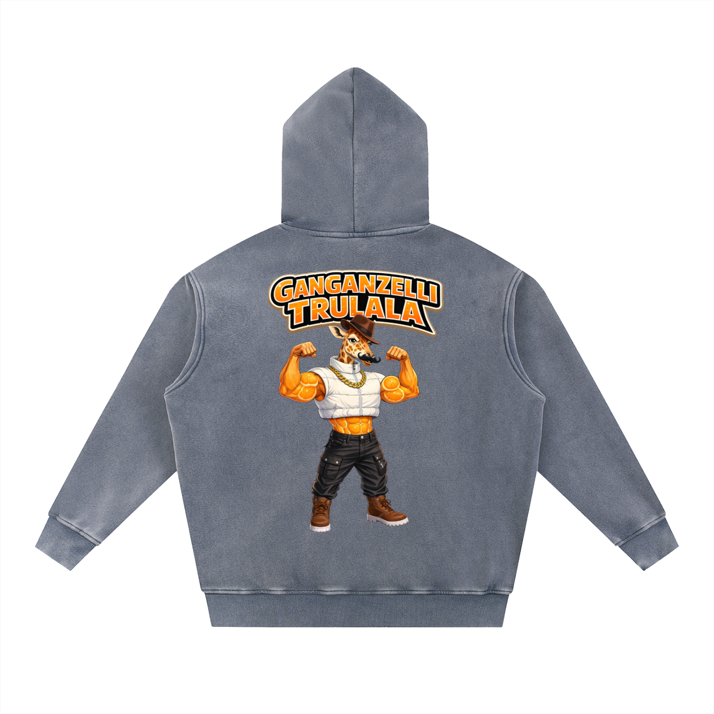 "Ganganzelli Trulala" Snow Wash Fleece Oversize Hoodie