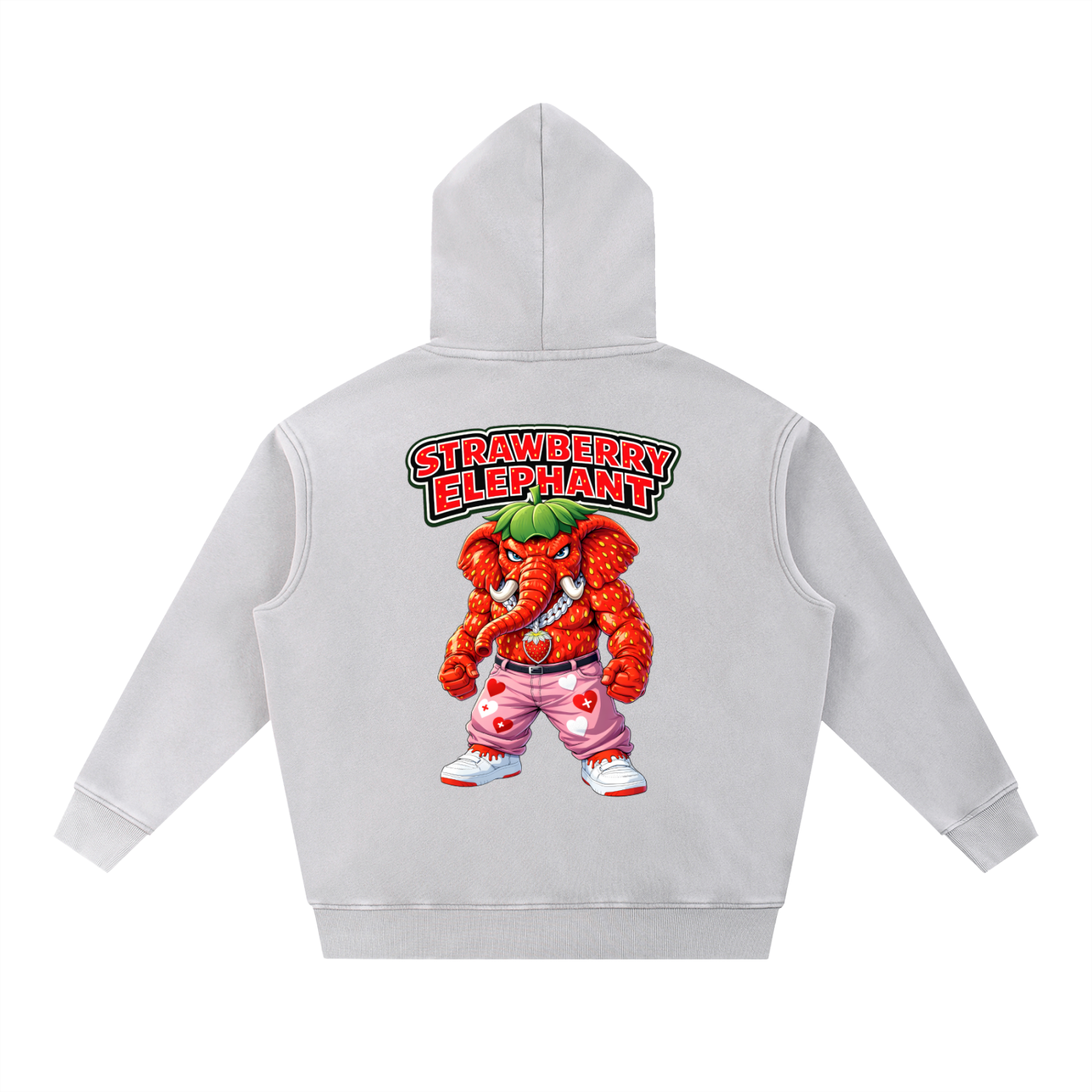 "Strawberry Elephant" Snow Wash Fleece Oversize Hoodie