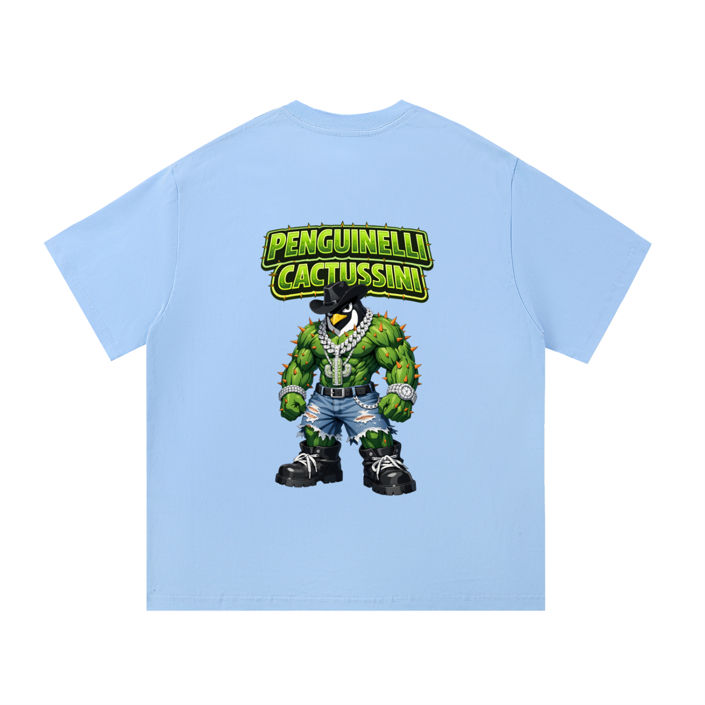 "Penguinelli Cactusini" Essential Cotton T-Shirt
