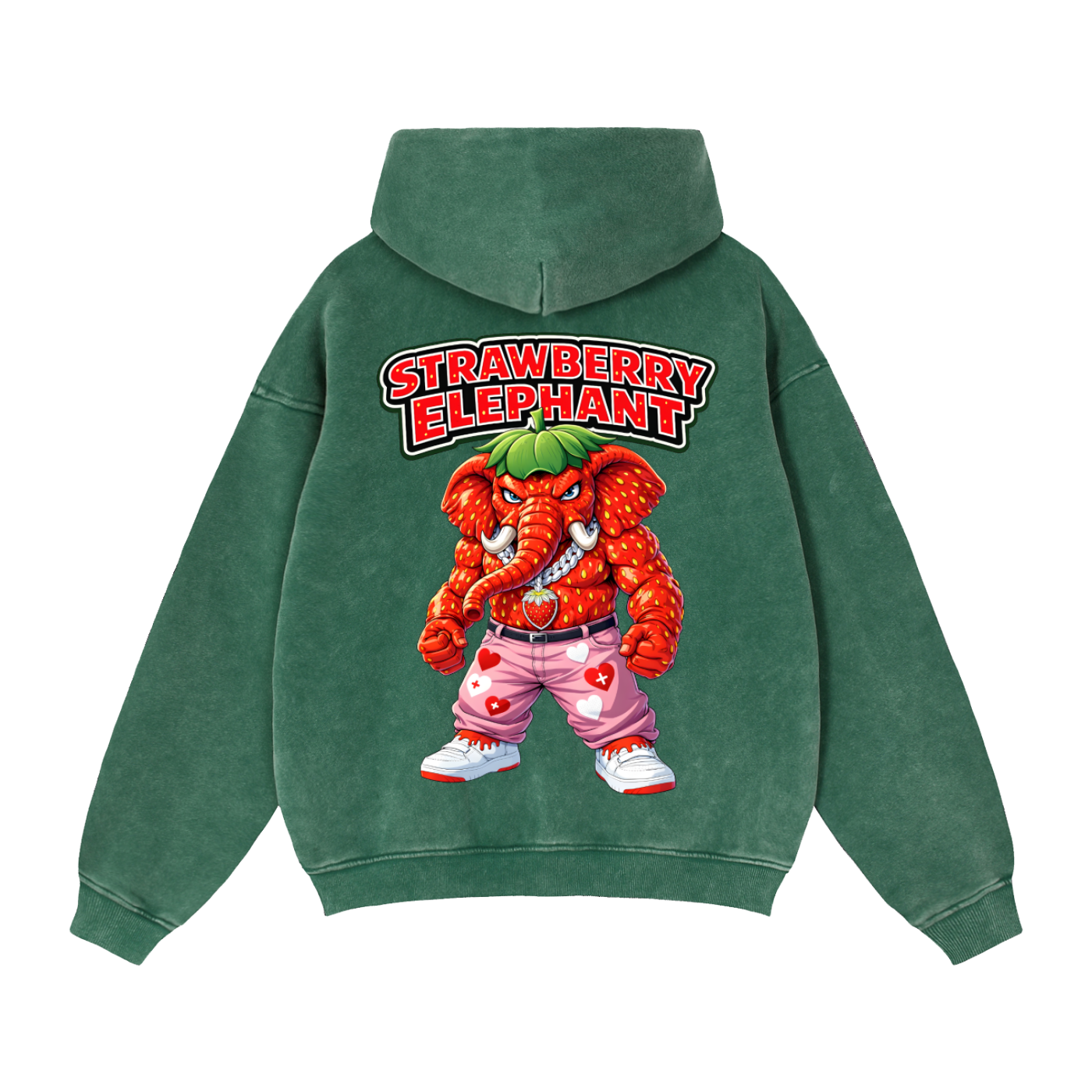 "Strawberry Elephant" Zip-Through Boxy Fleece Hoodie